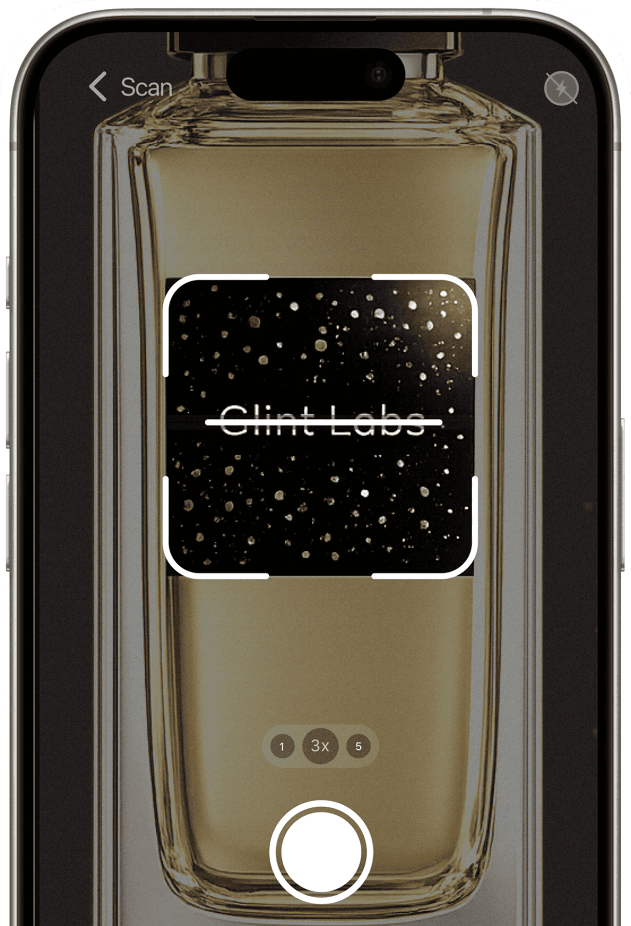 Smartphone scan interface recognizing the Glint Labs label